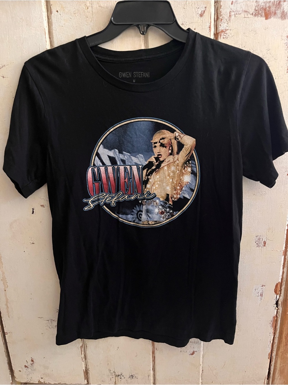 Official Gwen Stefani Black Graphic Tee with Vintage Tour Pic